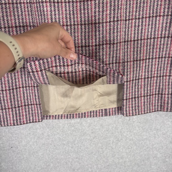 Boden Wool Tweed Skirt 10L Pink Purple Houndstooth British Academia Clueless - Picture 4 of 12